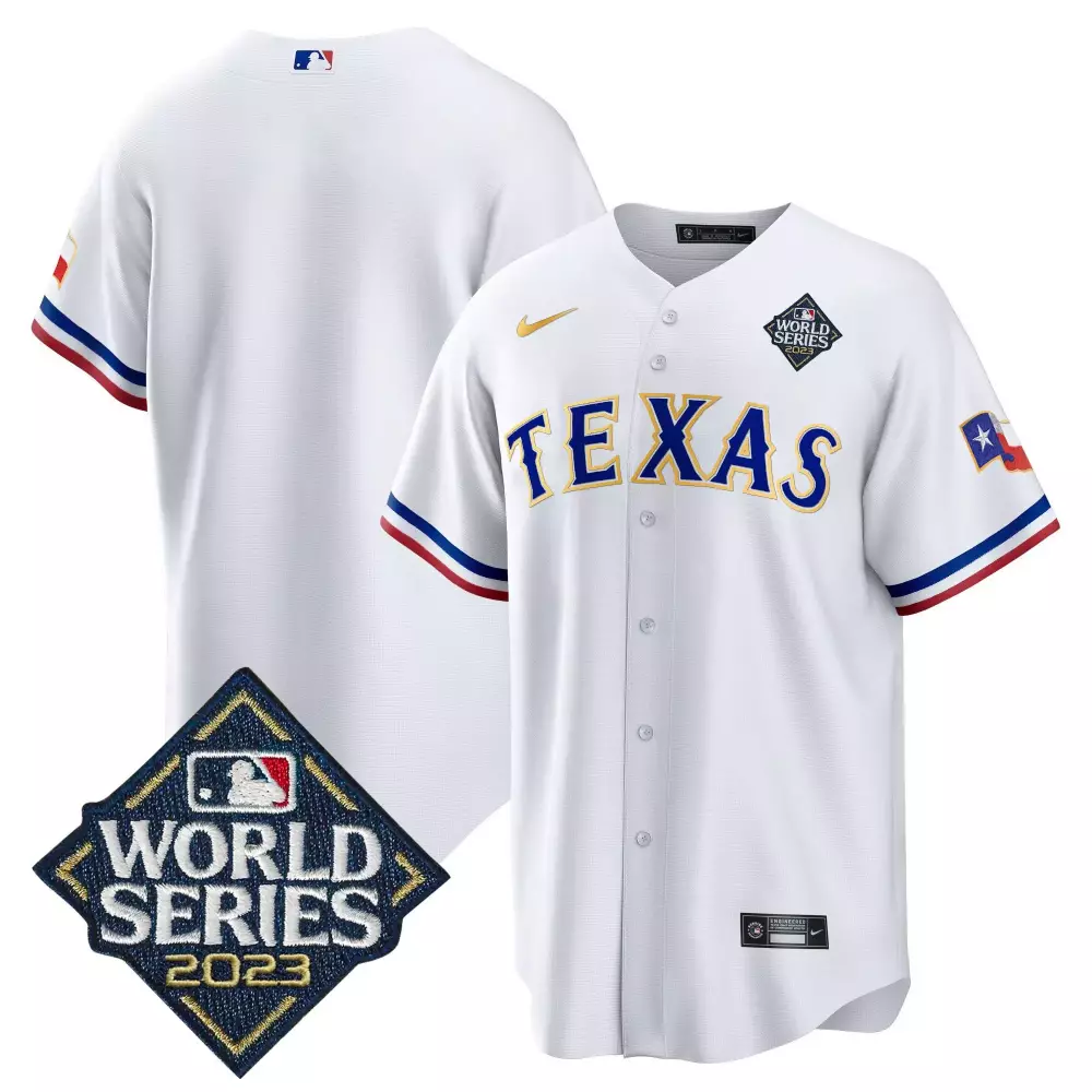 Texas Rangers 2023 World Series All Stitched Vapor Jersey | White Gold | Fan Gear for Men, Women & Youth