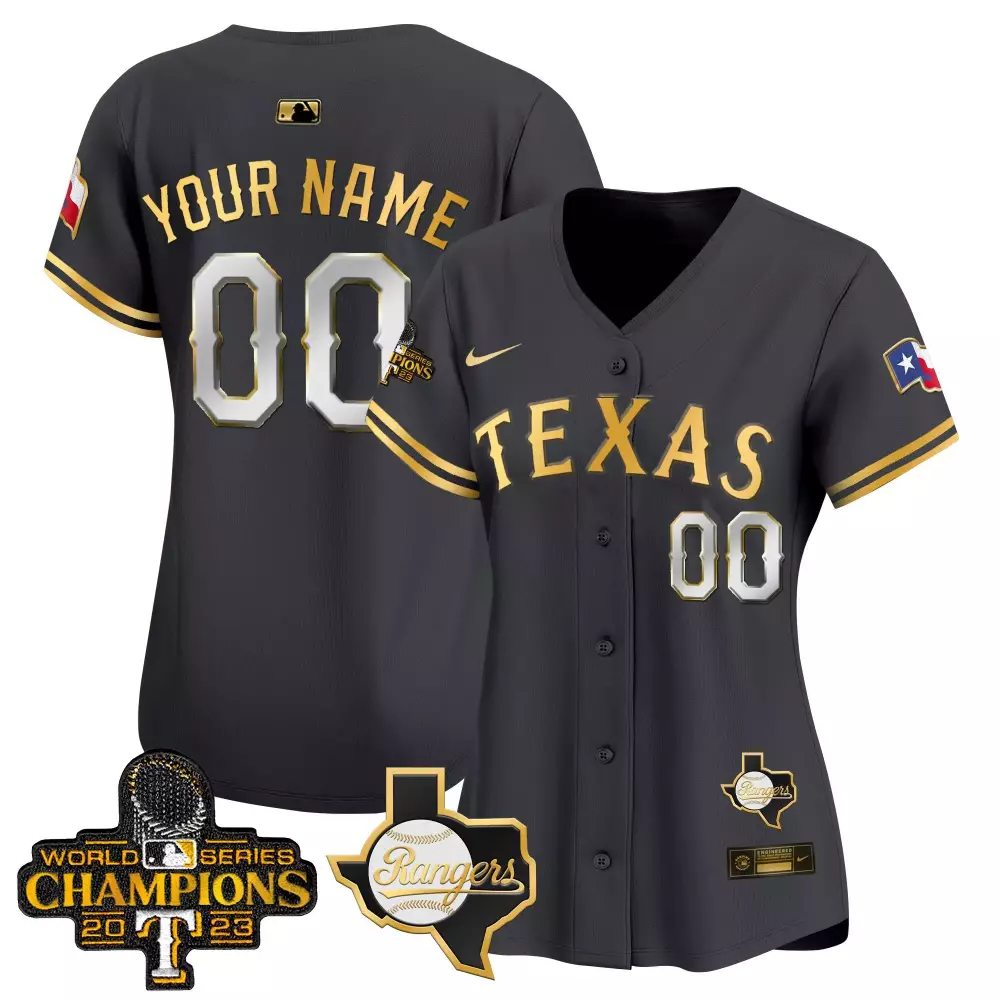 Texas Rangers Women's 2023 World Series Champions Stitched Vapor Jersey | Black Design 00 | Fan Gear for Men, Women & Youth