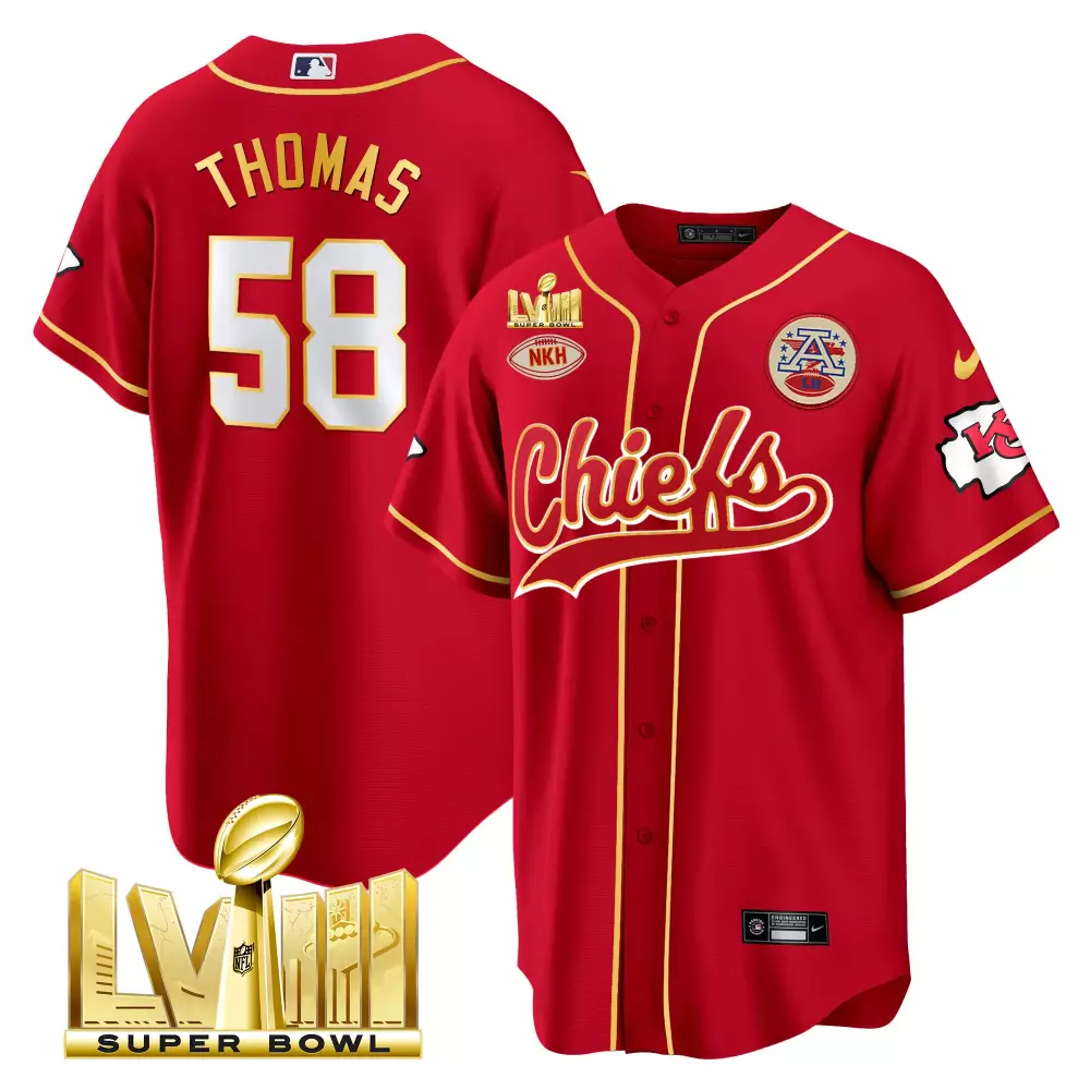 Thomas 58 Kansas City Chiefs 2023 Vapor Jersey | Red Super Bowl Edition | Stitched Fan Gear for Men, Women & Youth