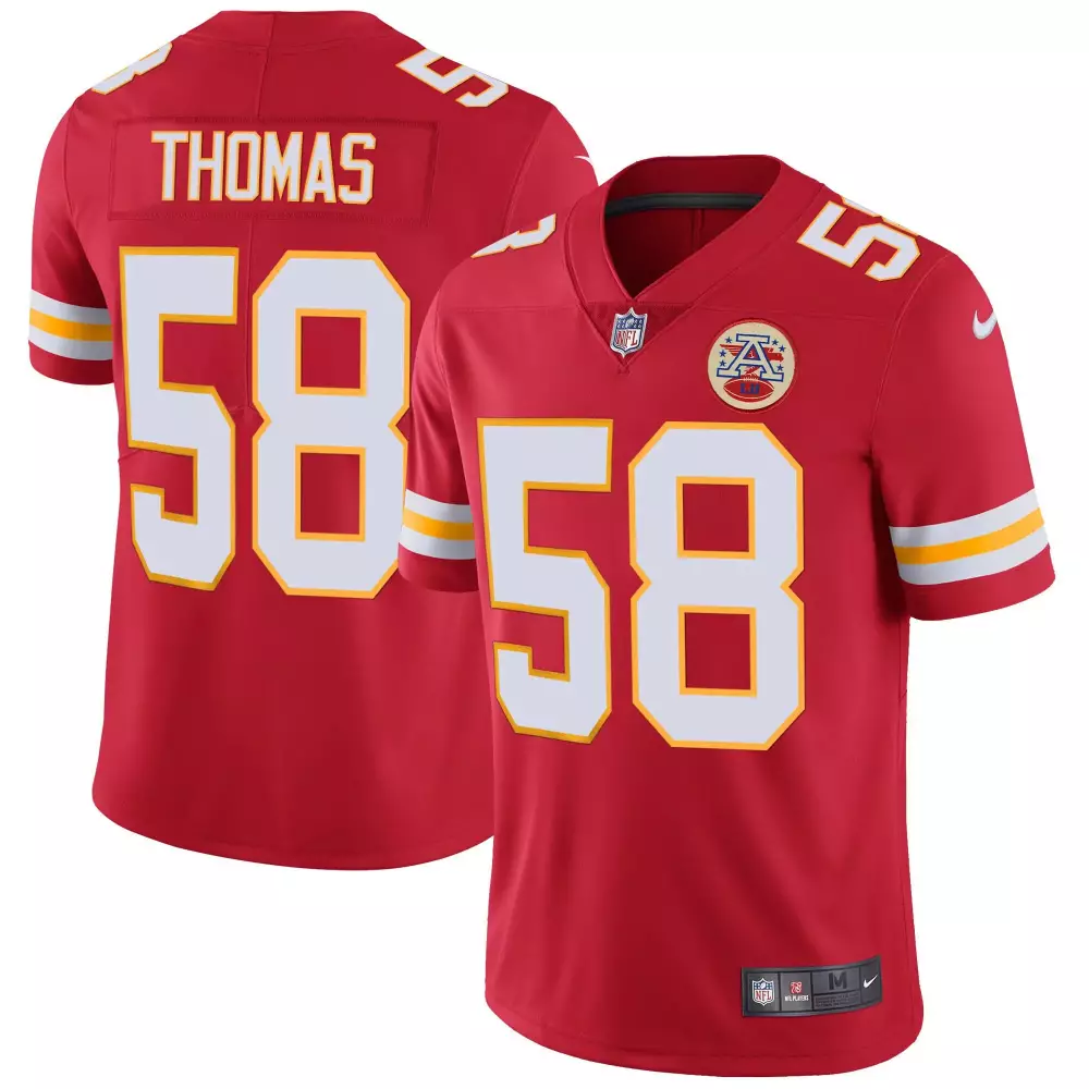 Thomas 58 Kansas City Chiefs 2023 Vapor Jersey | Red Classic Style | Stitched Fan Gear for Men, Women & Youth