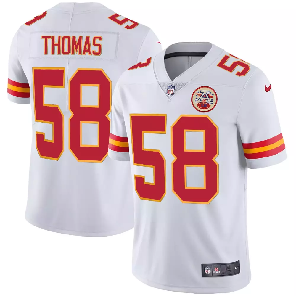 Thomas 58 Kansas City Chiefs 2023 White Edition Jersey | Stitched Vapor | Replica Fan Gear | For Men, Women & Youth