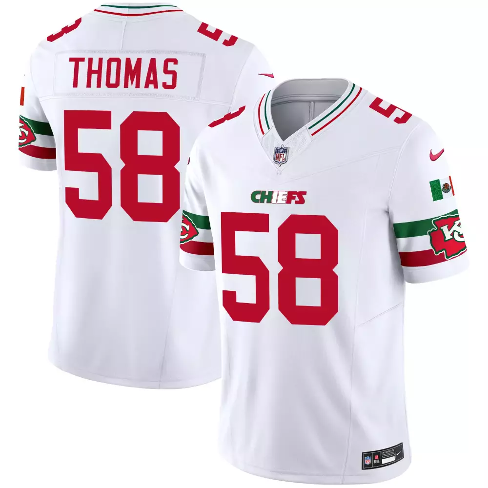 Thomas 58 Kansas City Chiefs 2023 White Edition Jersey | Stitched Vapor | Replica Fan Gear | For Men, Women & Youth