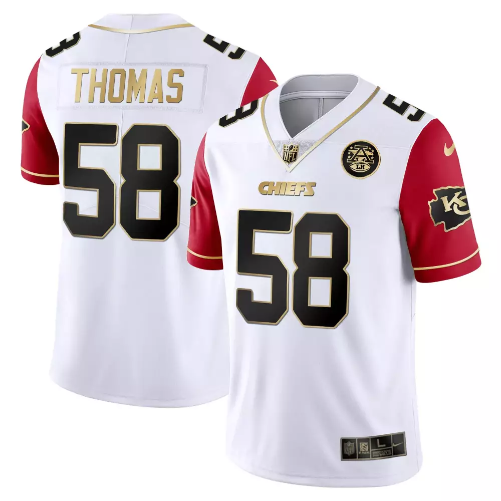 Thomas 58 Kansas City Chiefs 2023 White Red Jersey | Stitched Vapor | Replica Fan Gear | For Men, Women & Youth