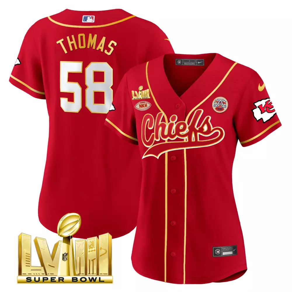 Thomas 58 Kansas City Chiefs 2023 Women's Stitched Vapor Jersey | Red Super Bowl Edition | Game Day Outfit | For Men, Women & Youth