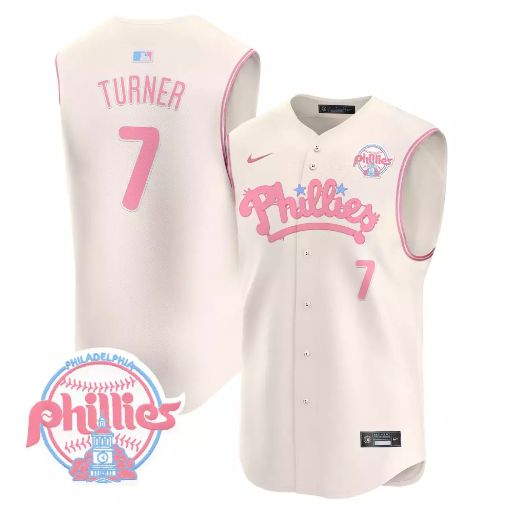 Turner 7 Philadelphia Phillies 2023 Vapor Jersey | Stitched Cream Pink Design | Limited Edition Fan Gear | For Men, Women & Youth
