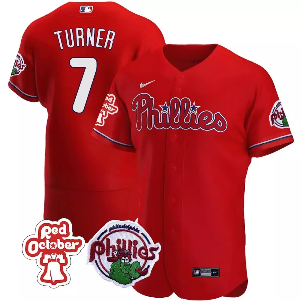 Turner Philadelphia Phillies 2023 Red October Edition Jersey | Stitched Vapor Fan Gear | Perfect Gift for Men, Women & Youth