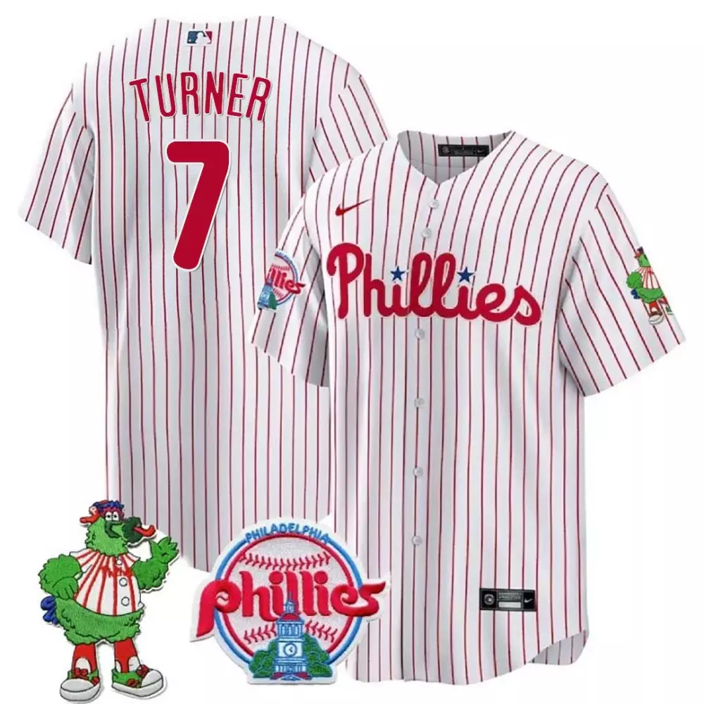 Turner 7 Philadelphia Phillies 2023 Stitched Vapor Jersey | White with NL Patch | Replica Fan Gear | For Men, Women & Youth
