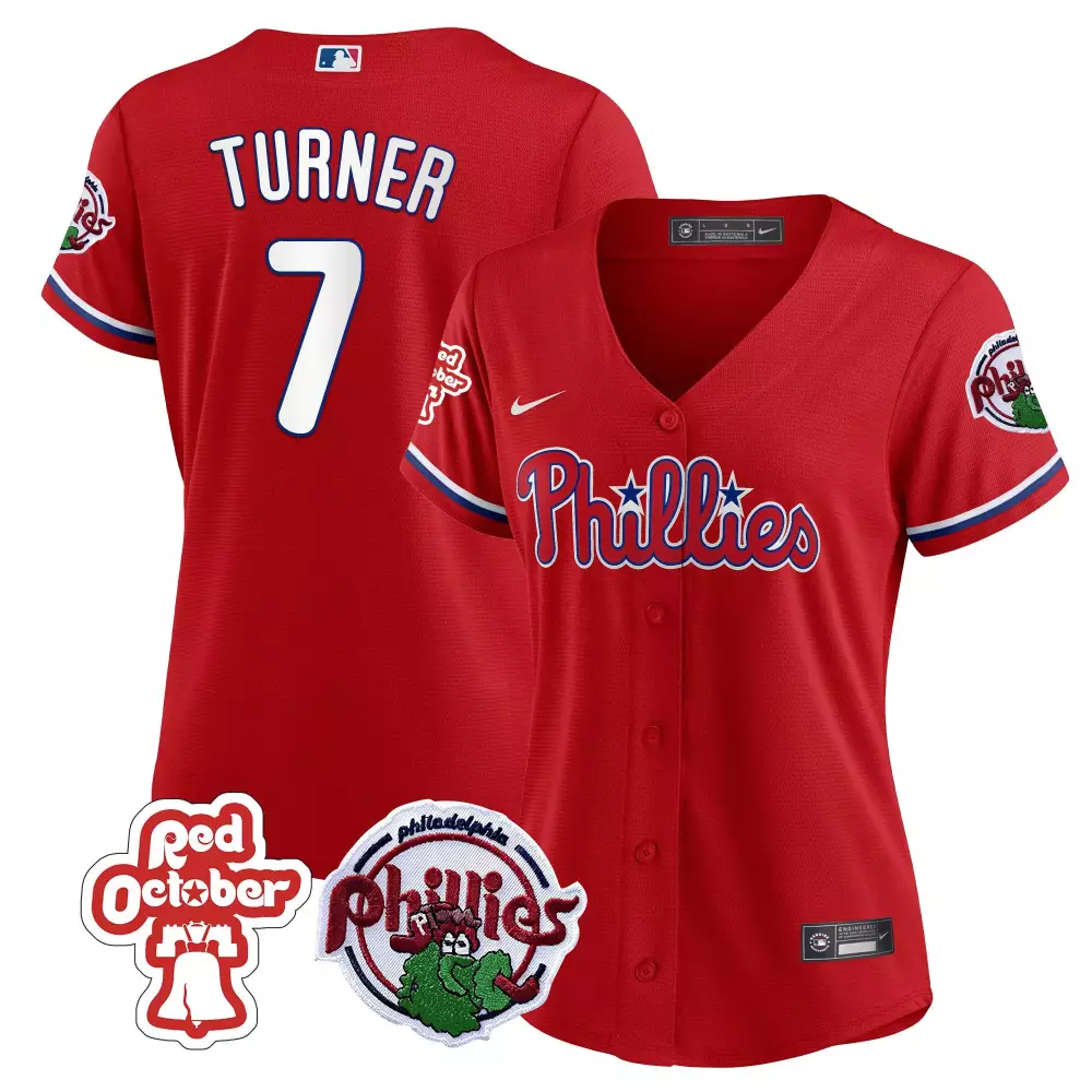 Turner 7 Philadelphia Phillies 2023 Stitched Vapor Jersey | Red October Edition | Limited Edition Fan Gear | For Men, Women & Youth