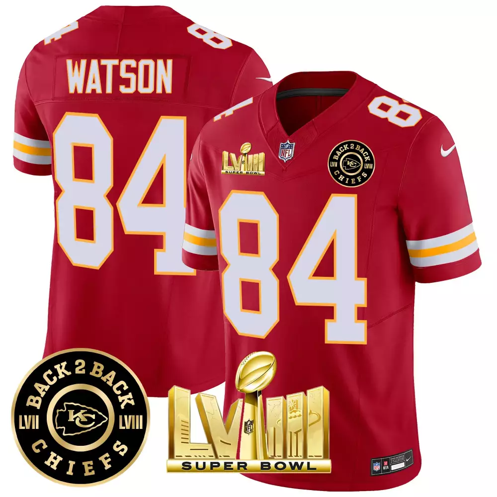 Watson Kansas City Chiefs 2023 Vapor Jersey | LVII Patch Back 2 Back Edition | Stitched Fan Gear | For Men, Women & Youth