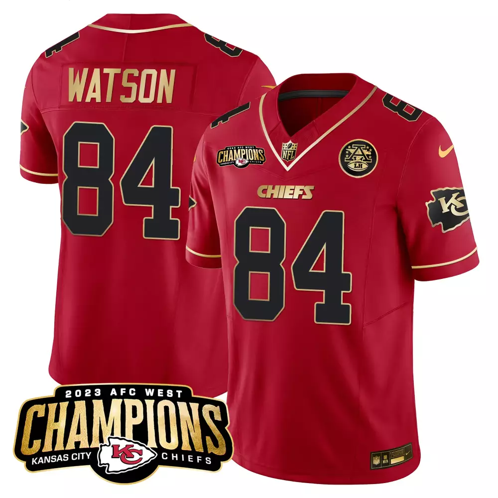 Watson 84 Kansas City Chiefs 2023 Stitched Vapor Jersey | Red Back 2 Back Patch | Replica Fan Gear | For Men, Women & Youth