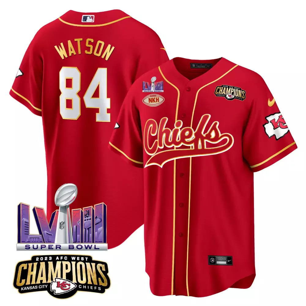 Watson 84 Kansas City Chiefs 2023 Stitched Vapor Jersey | Red Back 2 Back Patch | Replica Fan Gear | For Men, Women & Youth