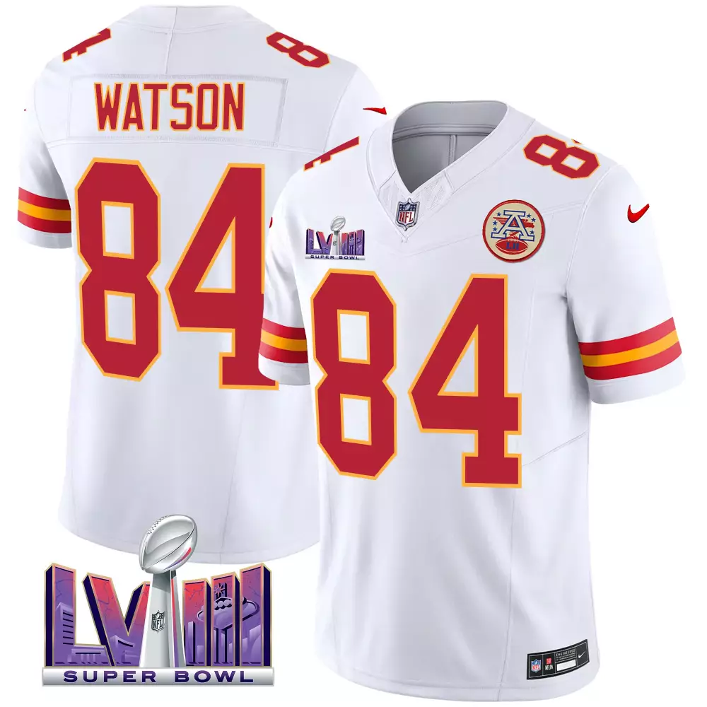 Watson 84 Kansas City Chiefs 2023 Stitched Vapor Jersey | Super Bowl LVII Edition Black | Limited Edition Fan Gear | For Men, Women & Youth