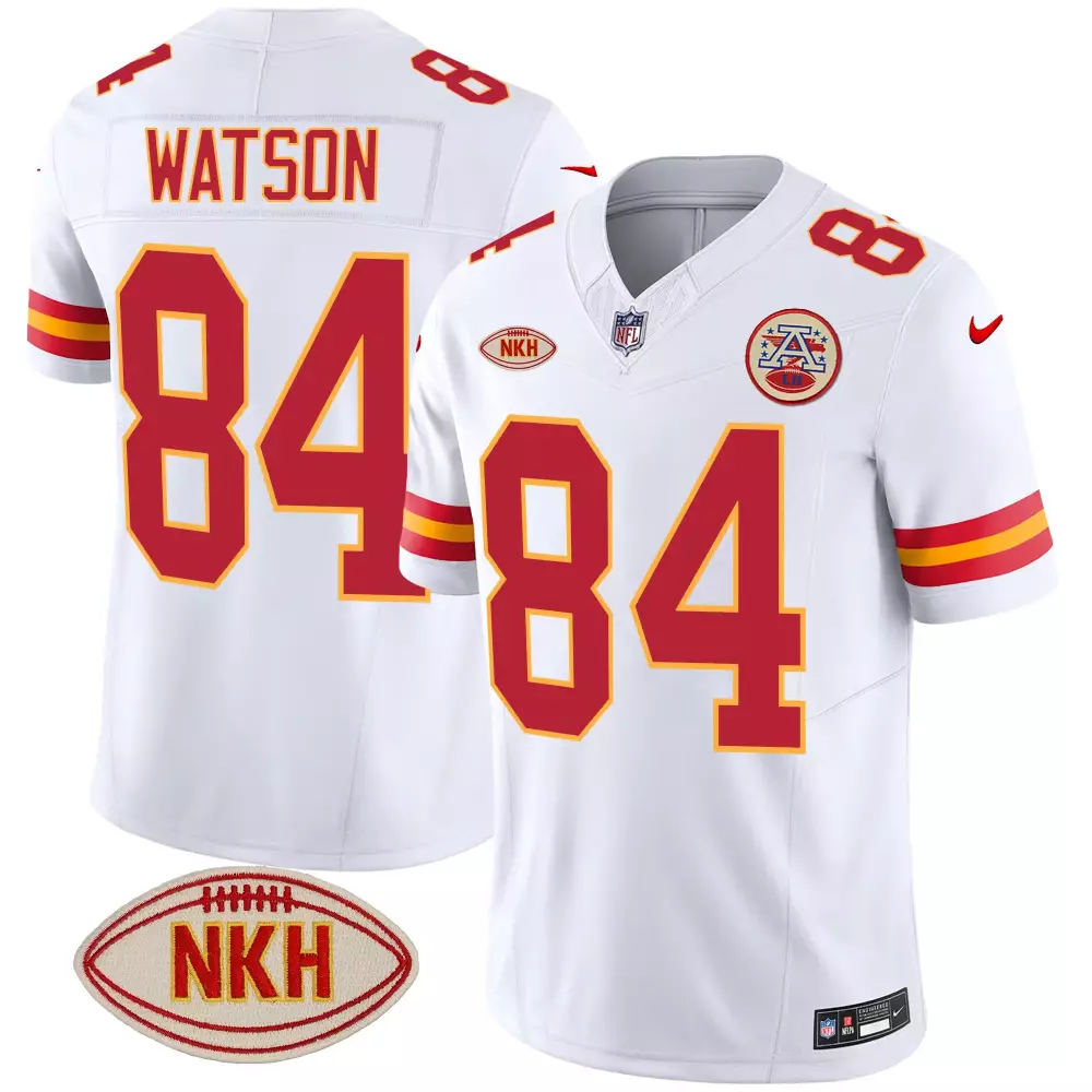 Watson 84 Kansas City Chiefs 2023 Stitched Vapor Jersey | White LVII Patch Edition | For Men, Women & Youth