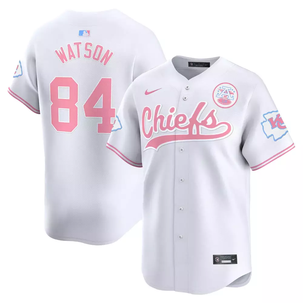 Watson 84 Kansas City Chiefs 2023 Stitched Vapor Jersey | White Pink Edition | For Men, Women & Youth
