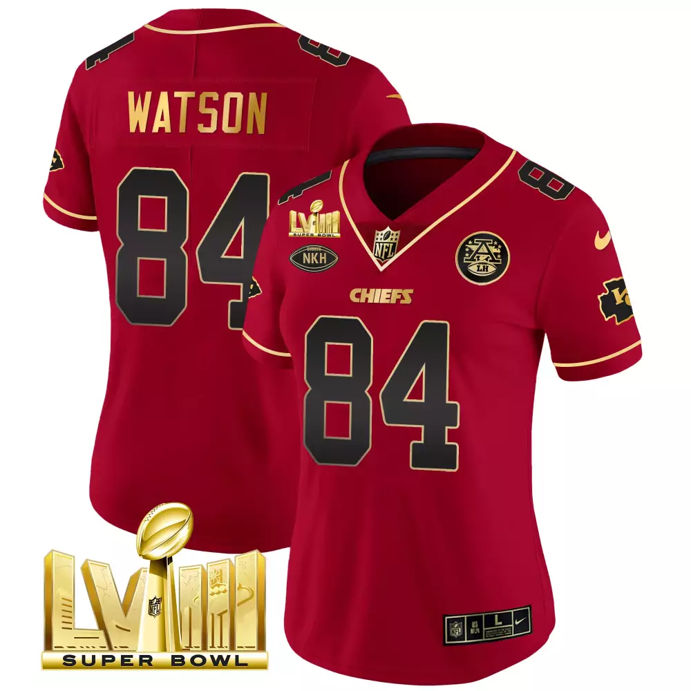watson 84 kansas city chiefs 2023 women s all stitched vapor jersey super bowl edition white 2