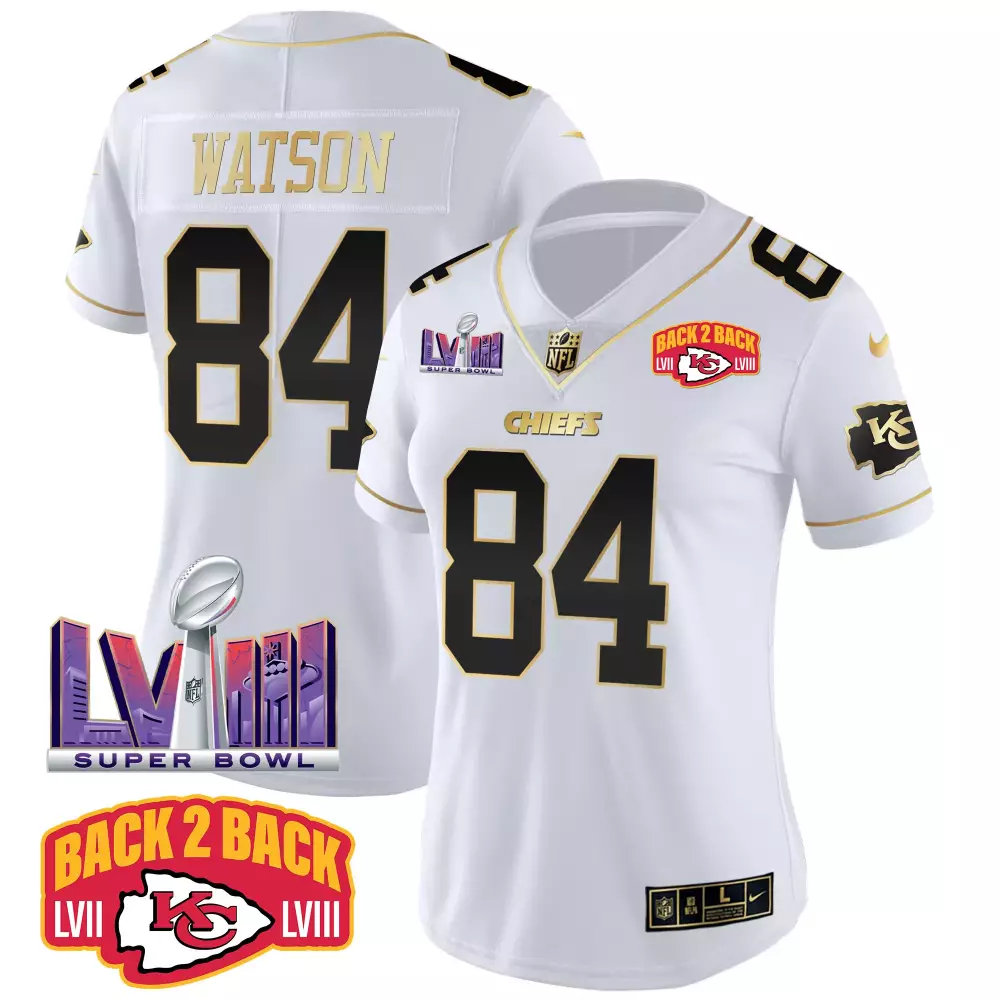 watson 84 kansas city chiefs 2023 women s all stitched vapor jersey super bowl edition white 2