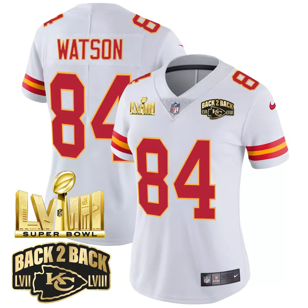 watson 84 kansas city chiefs 2023 women s all stitched vapor jersey super bowl edition white 2