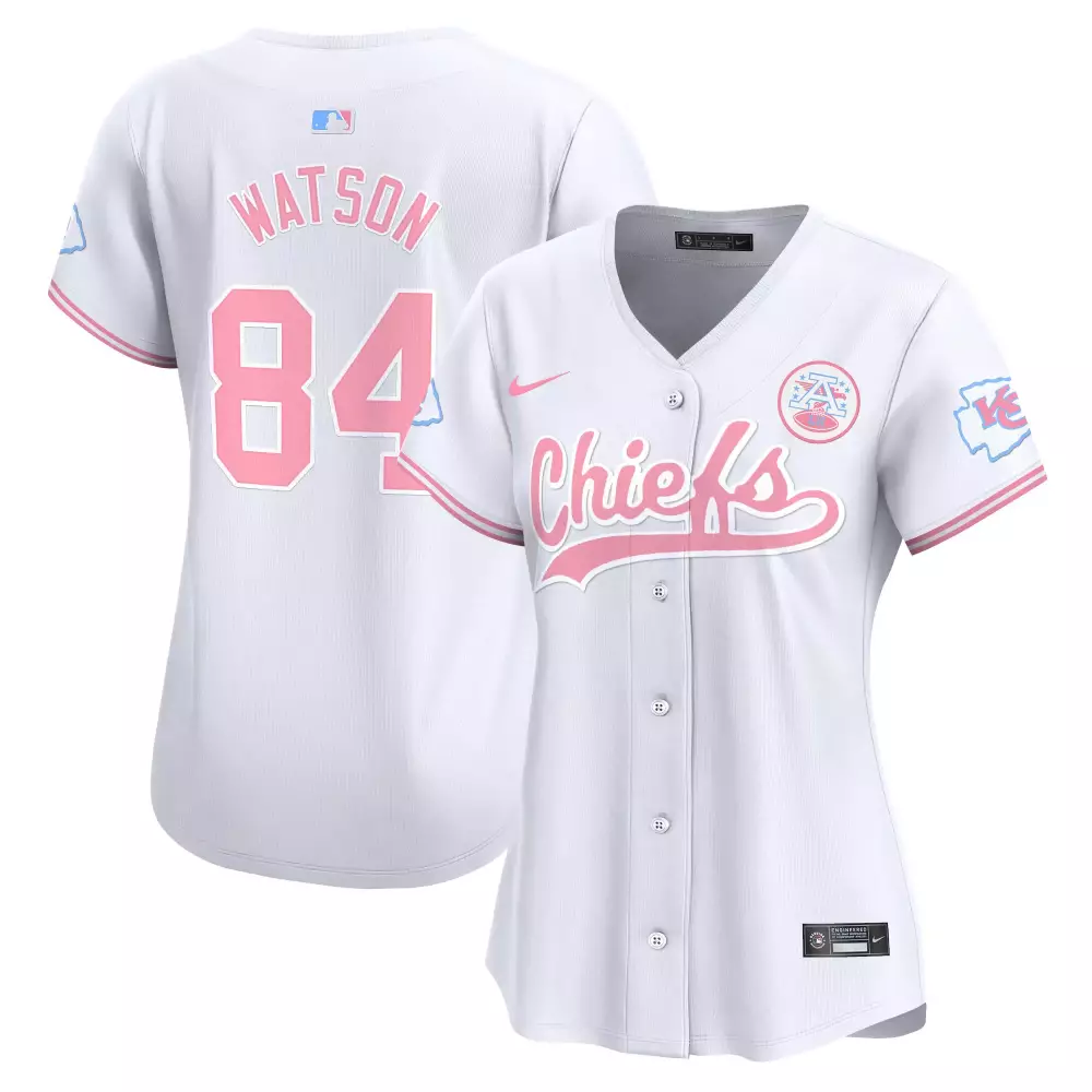 watson 84 kansas city chiefs 2023 women s all stitched vapor jersey white pink