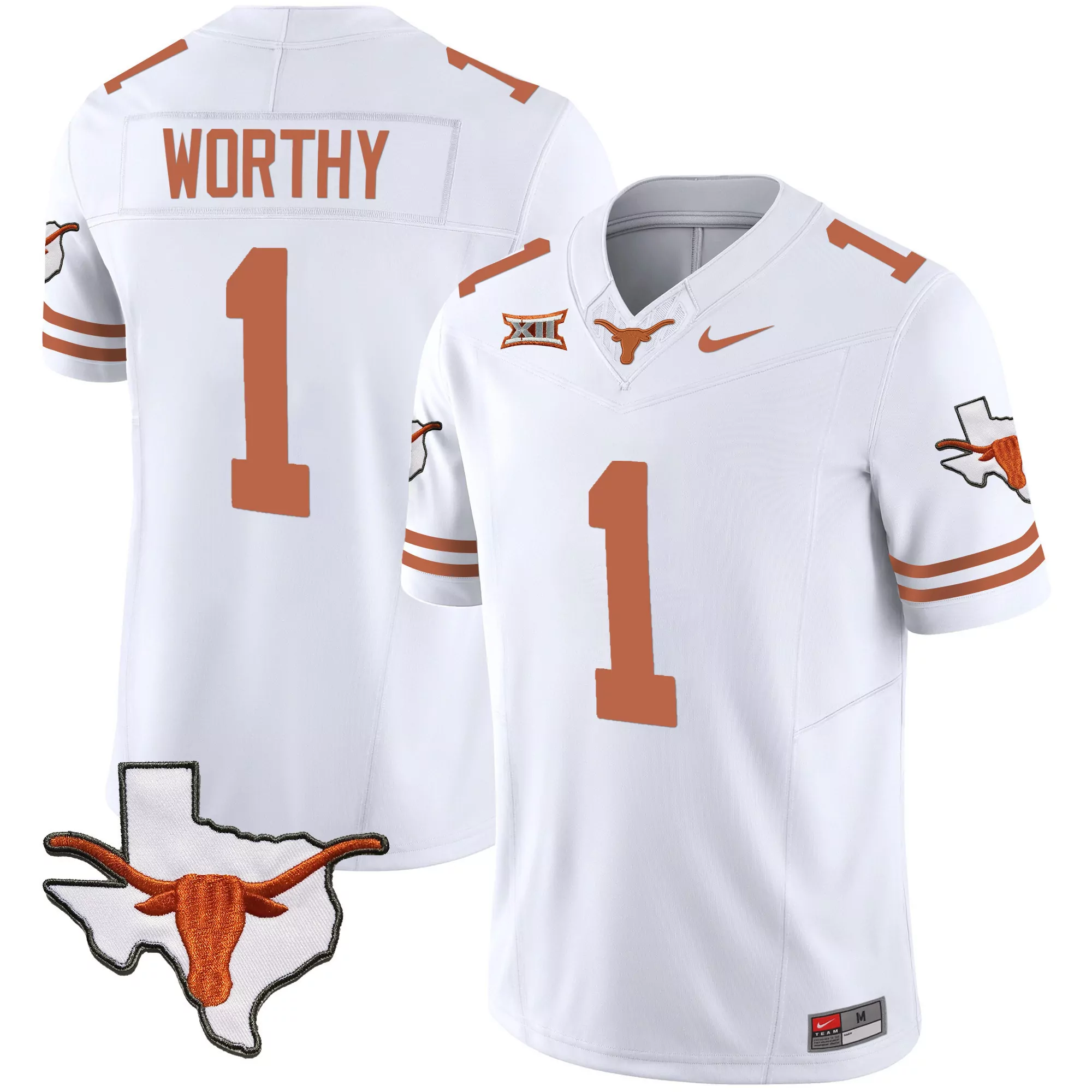 worthy 1 texas longhorns 2023 men s all stitched vapor jersey orange red river rivalry patch