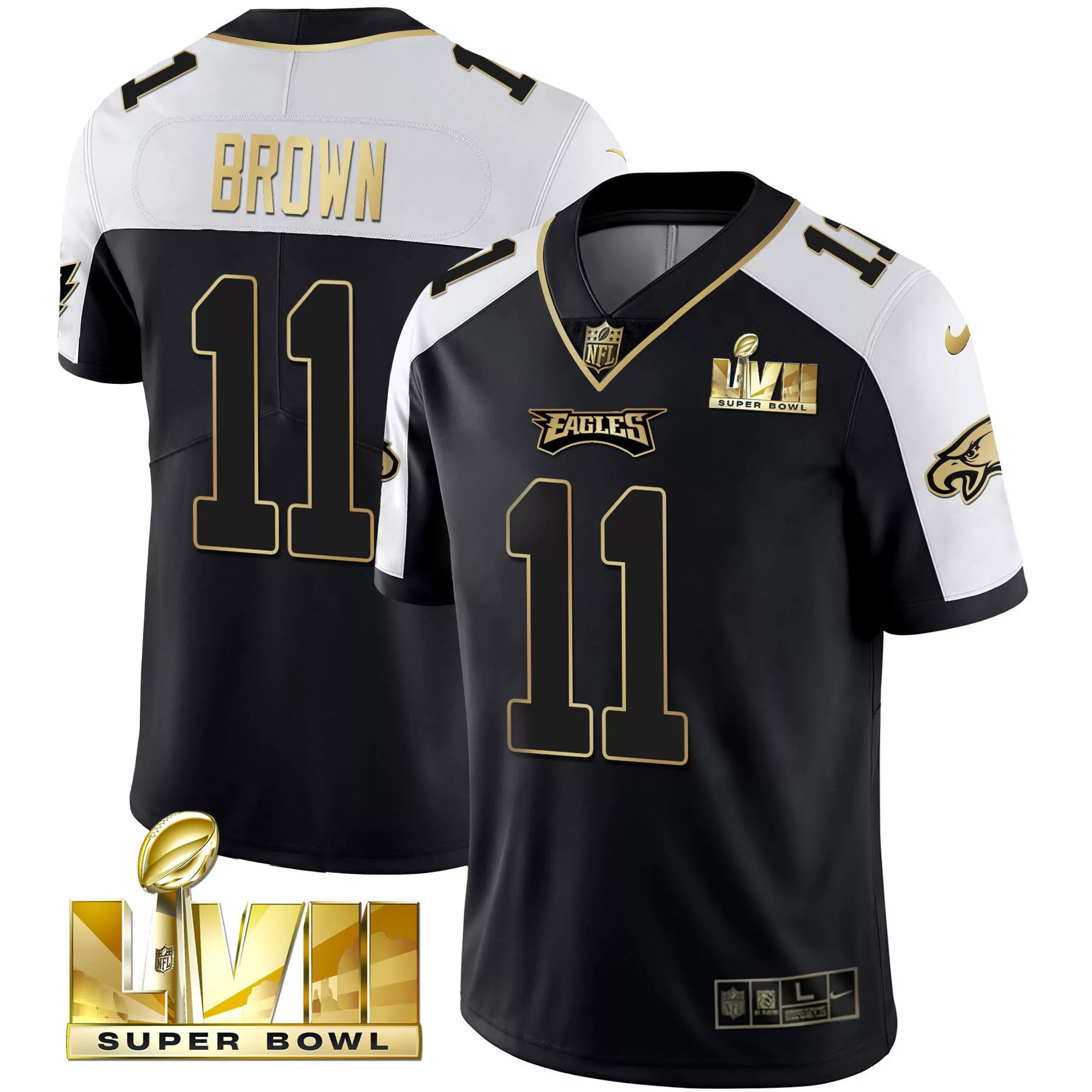 a j brown 11 philadelphia eagles black stitched jersey with name patch super bowl lii 2018 men s style