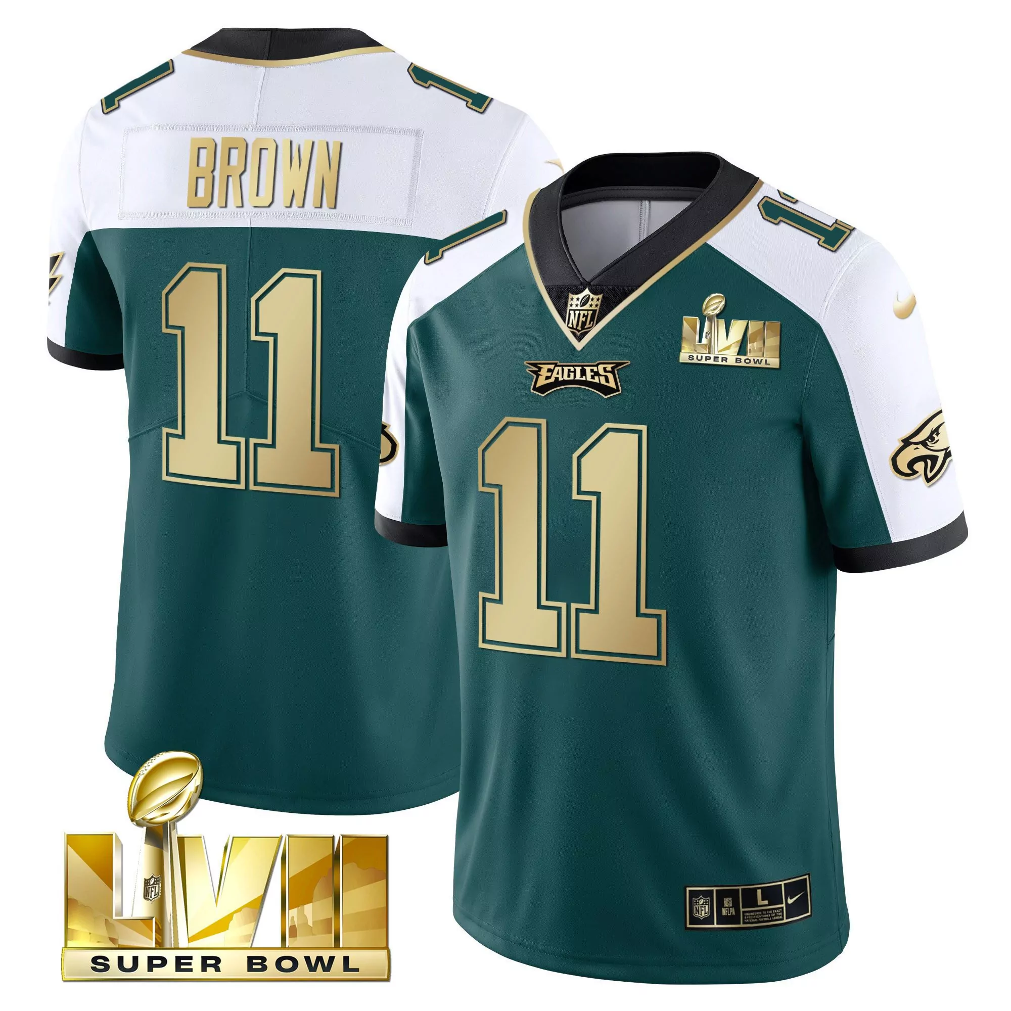 a j brown 11 philadelphia eagles black super bowl lii jersey all stitched men s style