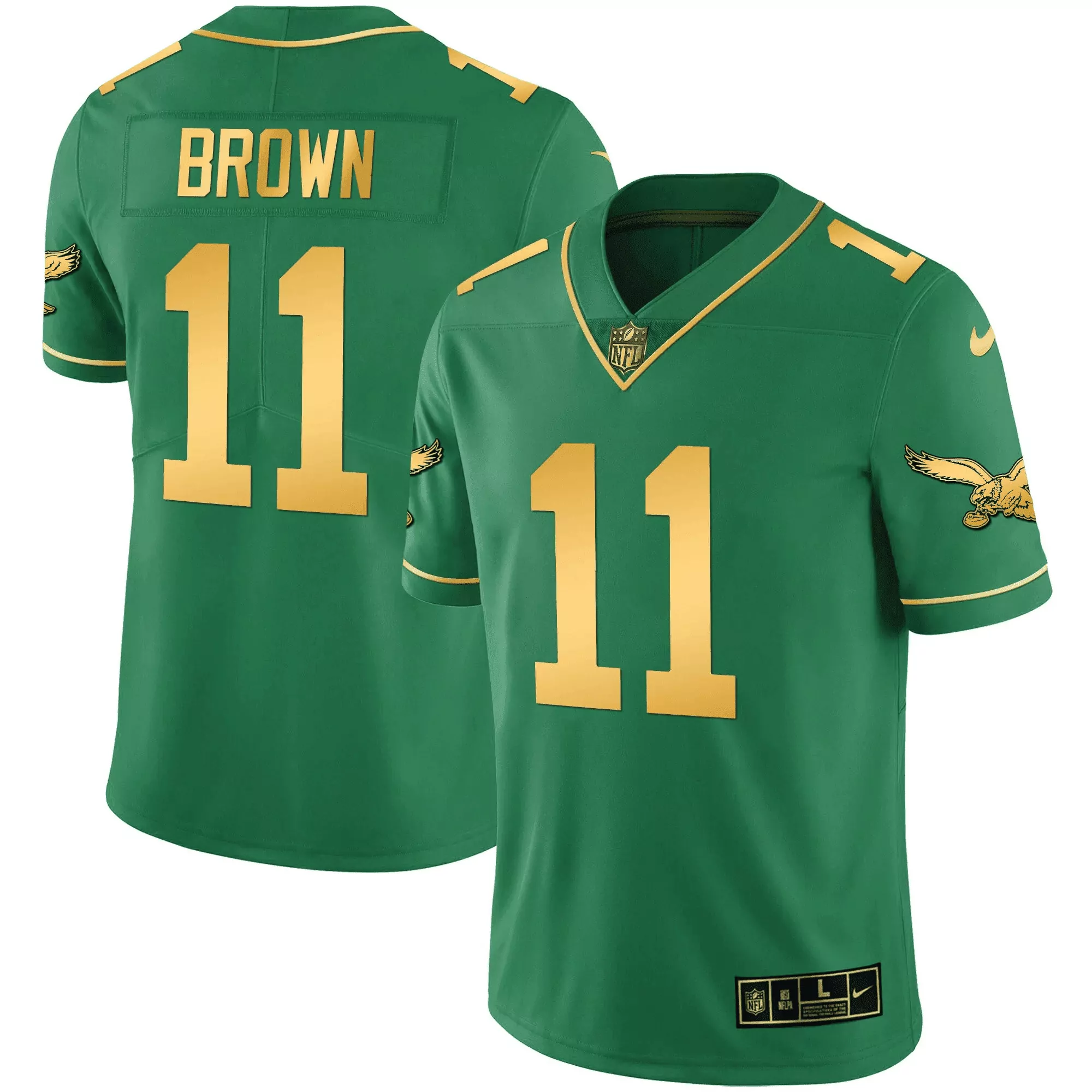 a j brown 11 philadelphia eagles kelly green stitched jersey men s style name patch 2023