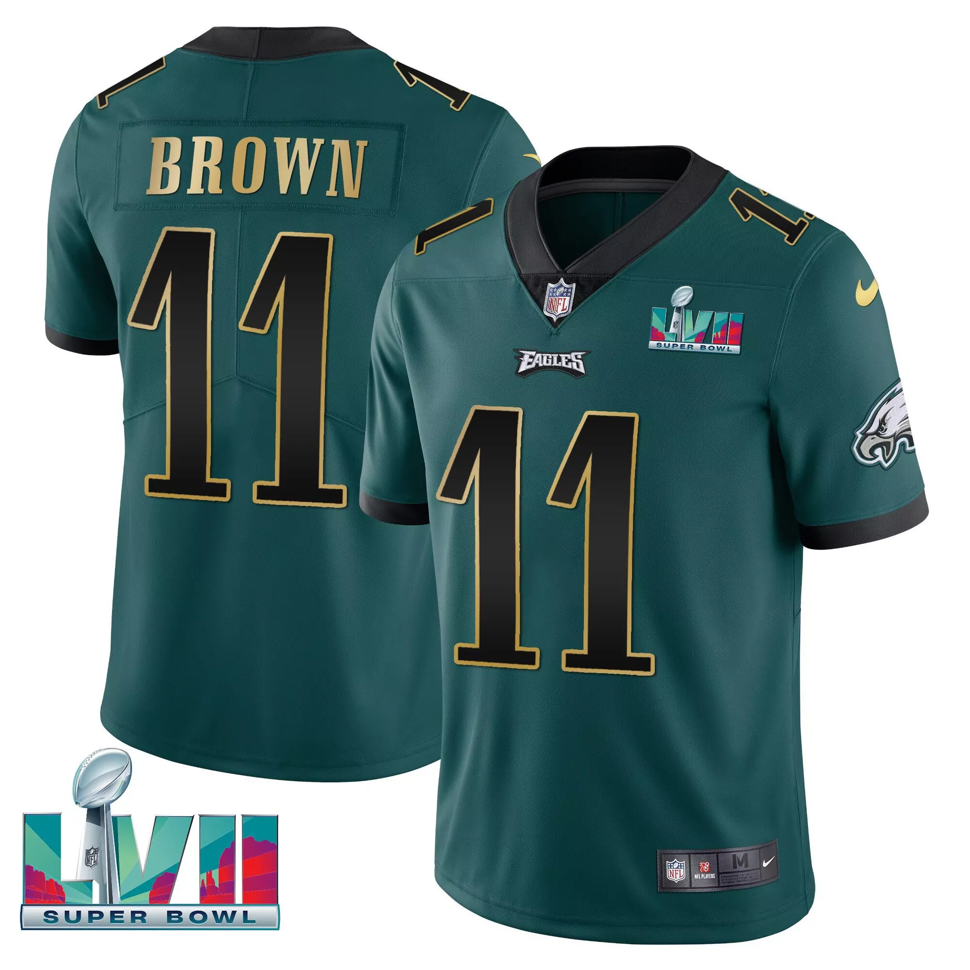 a j brown 11 philadelphia eagles midnight green stitched jersey name patch men s 2023