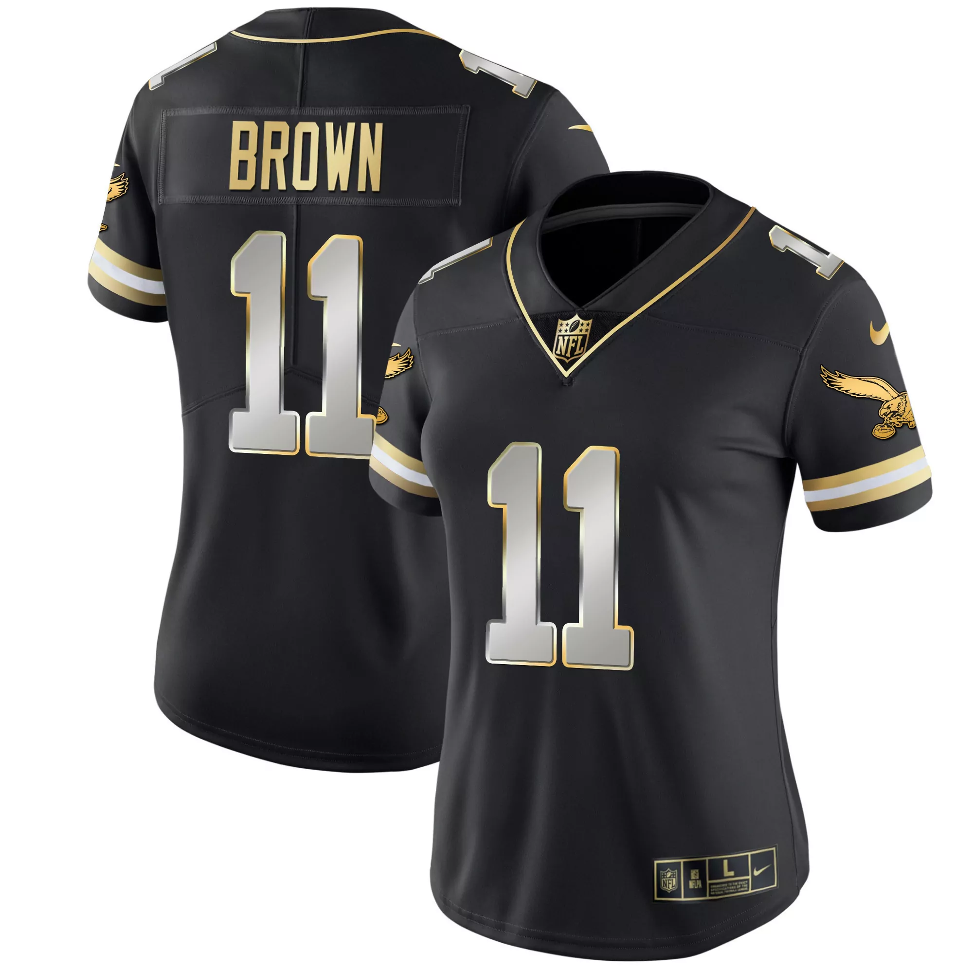 a j brown 11 philadelphia eagles women s black stitched jersey 2023 name patch