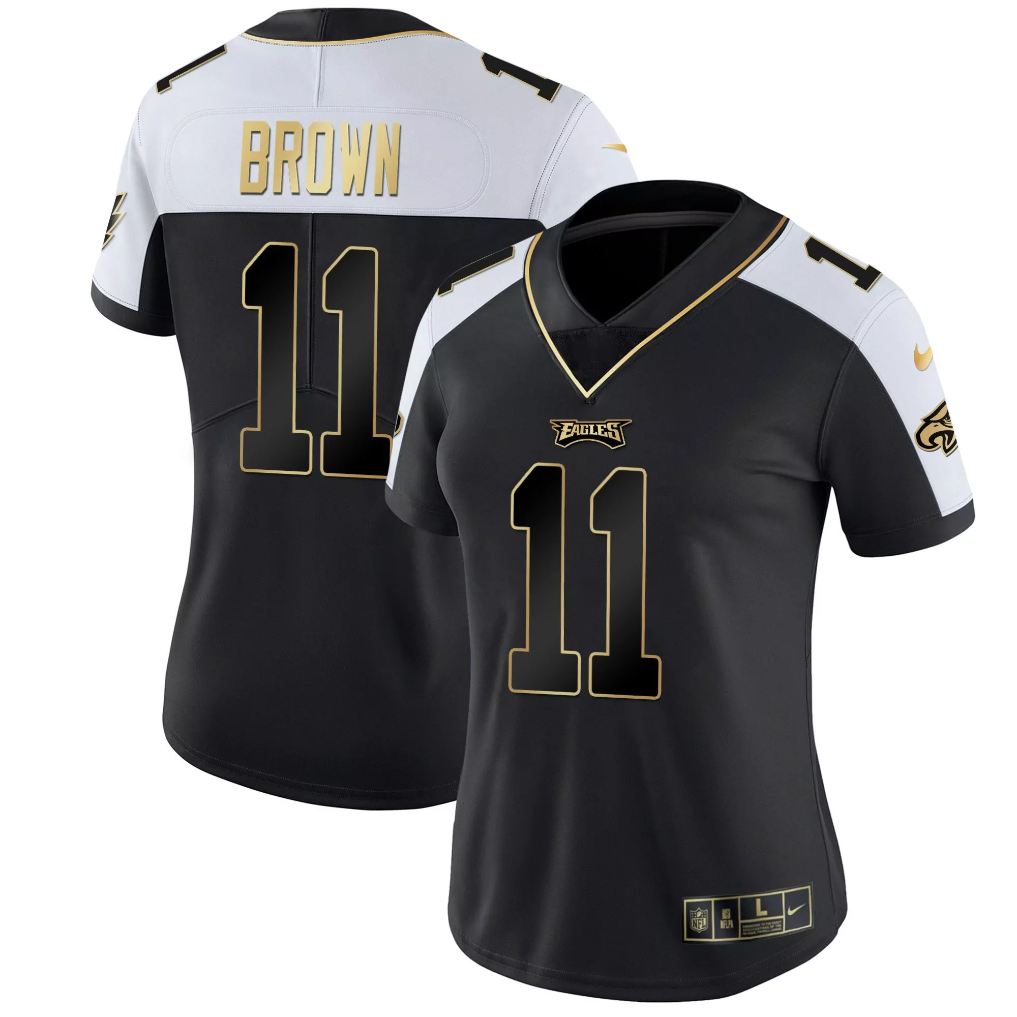 a j brown 11 philadelphia eagles women s black stitched jersey 2023 name patch