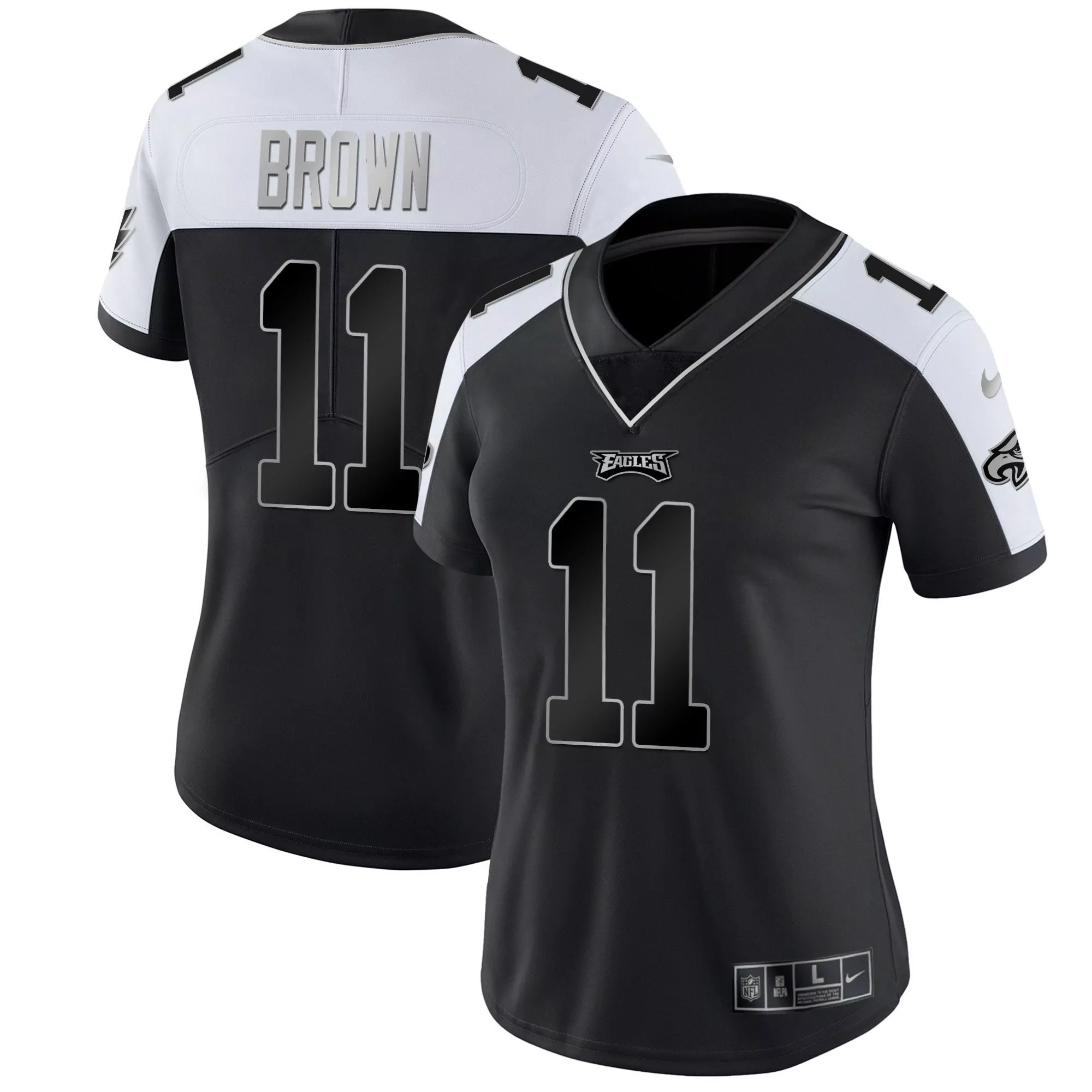 a j brown 11 philadelphia eagles women s black stitched jersey 2023 name patch