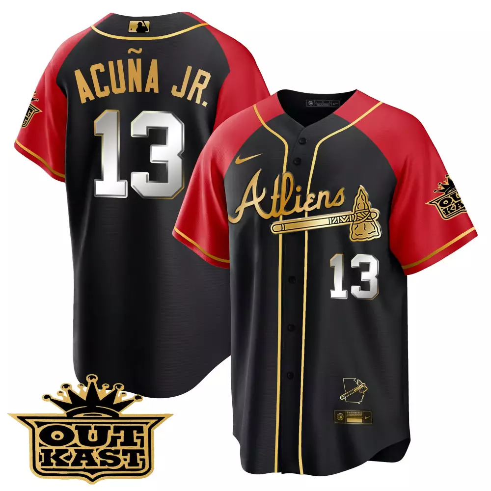 acua jr 13 atlanta braves black nike all stitched vapor jersey outkast edition
