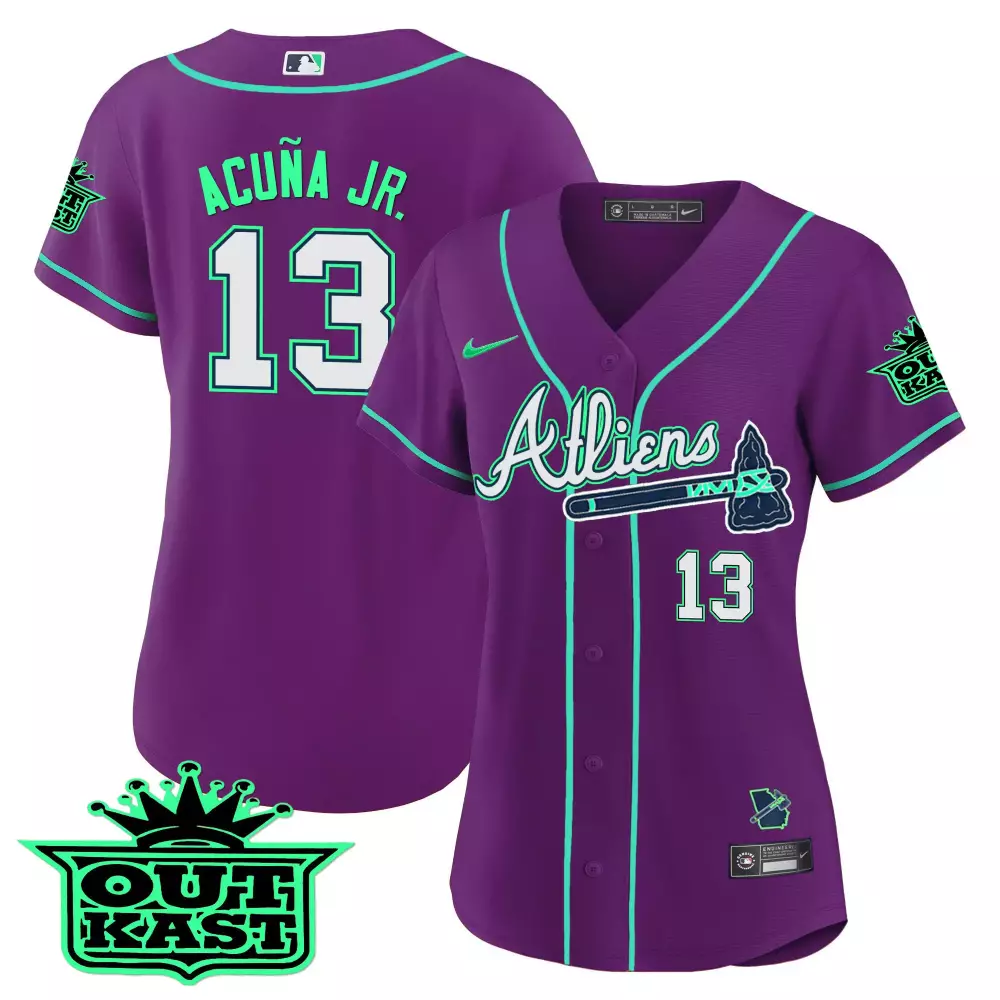 acua jr 13 atlanta braves women s navy the big peach all stitched vapor jersey