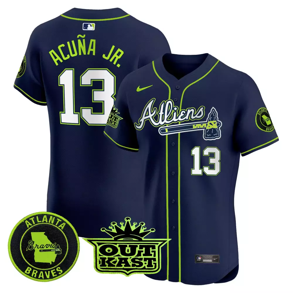 acuna jr 13 atlanta braves men s white blue stitched jersey name patch 1974 50th anniversary