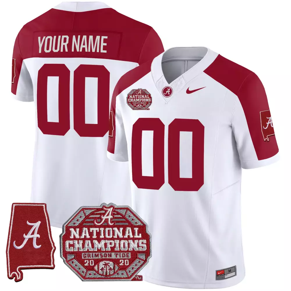 Alabama Crimson Tide Custom Stitched Jersey White | Name Patch 2020 | Fan Gear for Men, Women & Youth