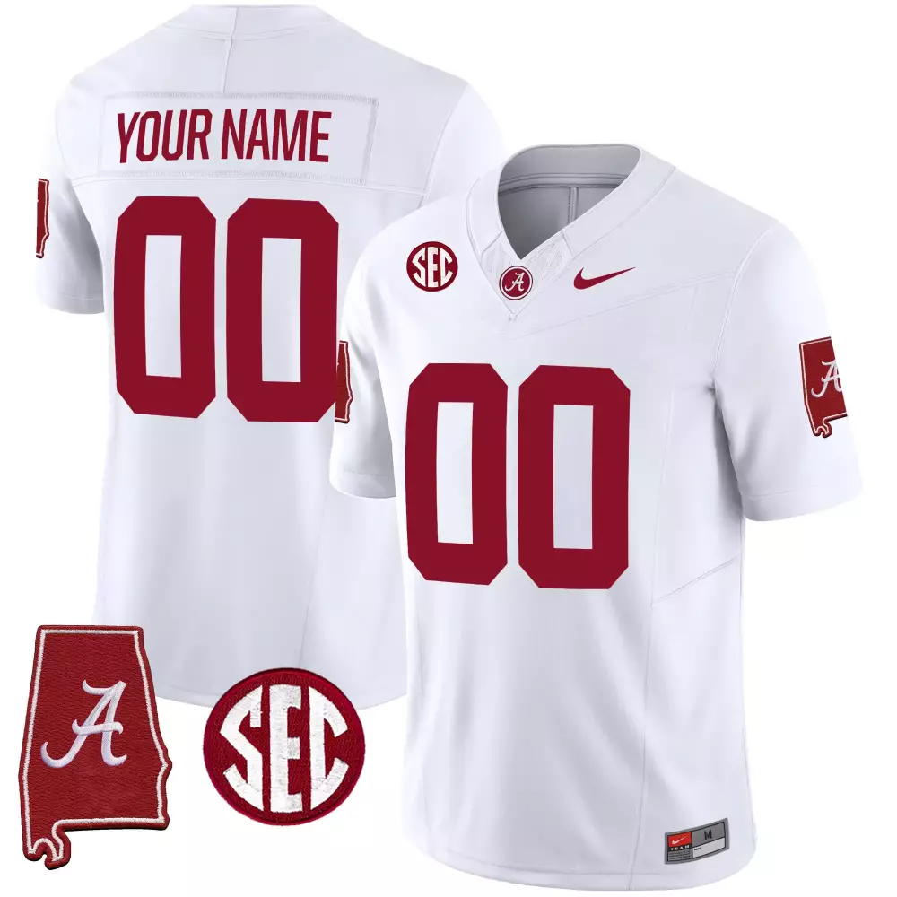 Alabama Crimson Tide Custom Stitched Jersey White | Name Patch 2020 | Fan Gear for Men, Women & Youth