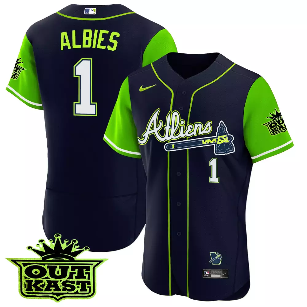 albies 1 atlanta braves navy all stitched jersey with name patch men s style 2023