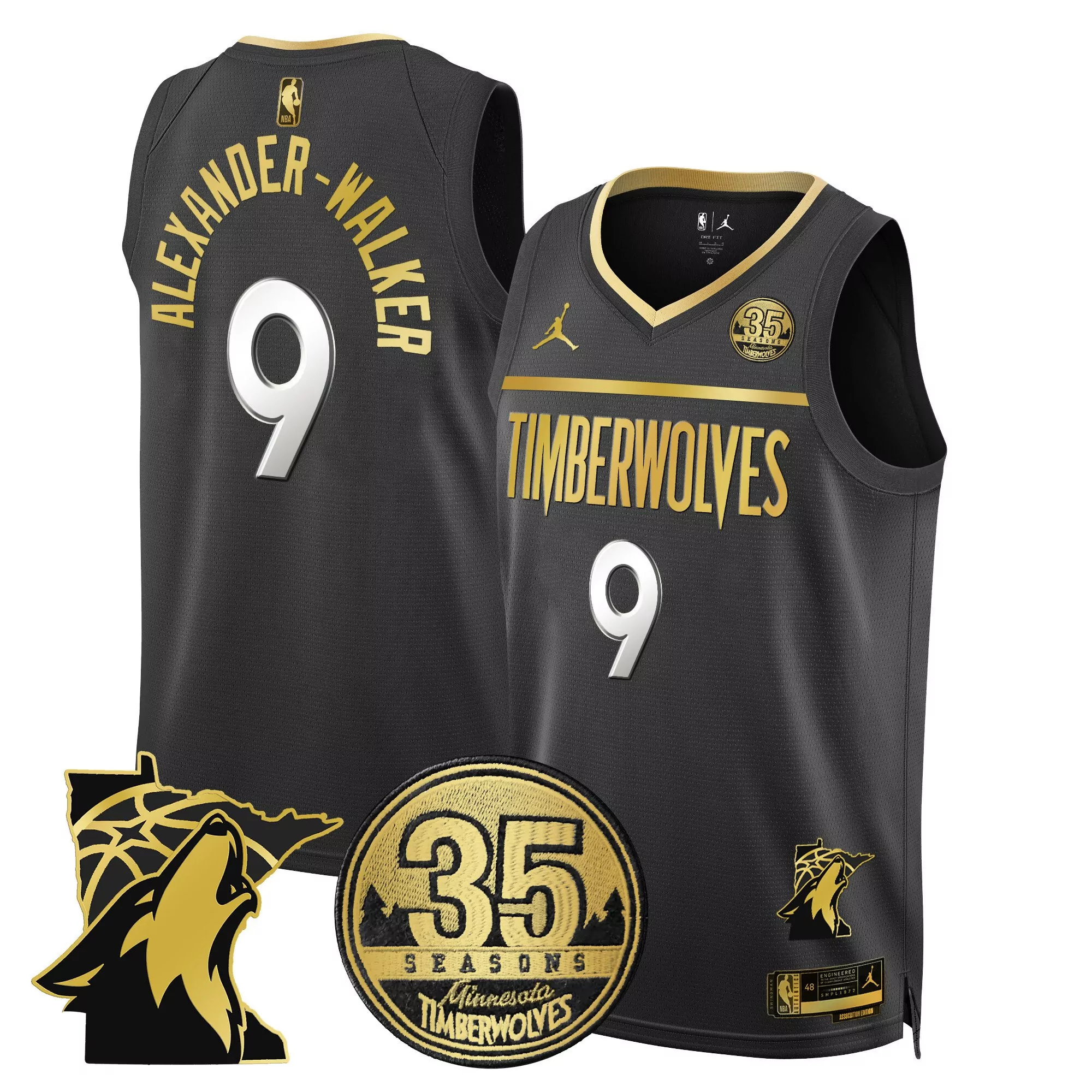 alexander walker 9 minnesota timberwolves 2024 white all stitched vapor jersey