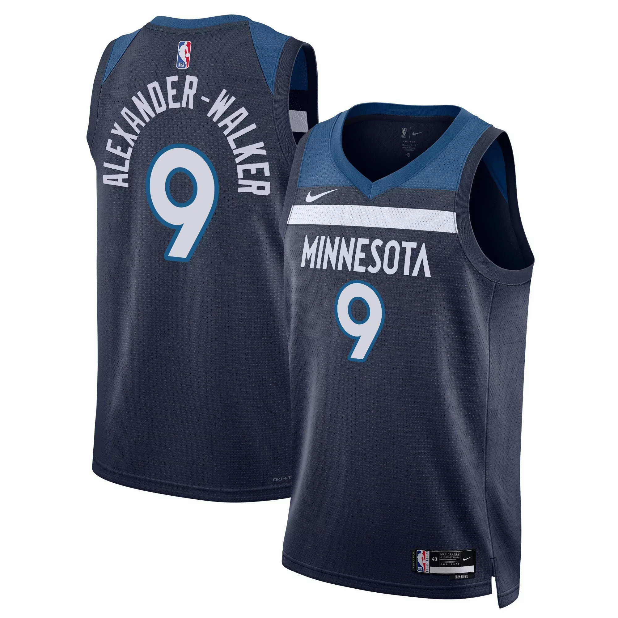 alexander walker 9 minnesota timberwolves black stitched jersey name patch men s style 2023 1