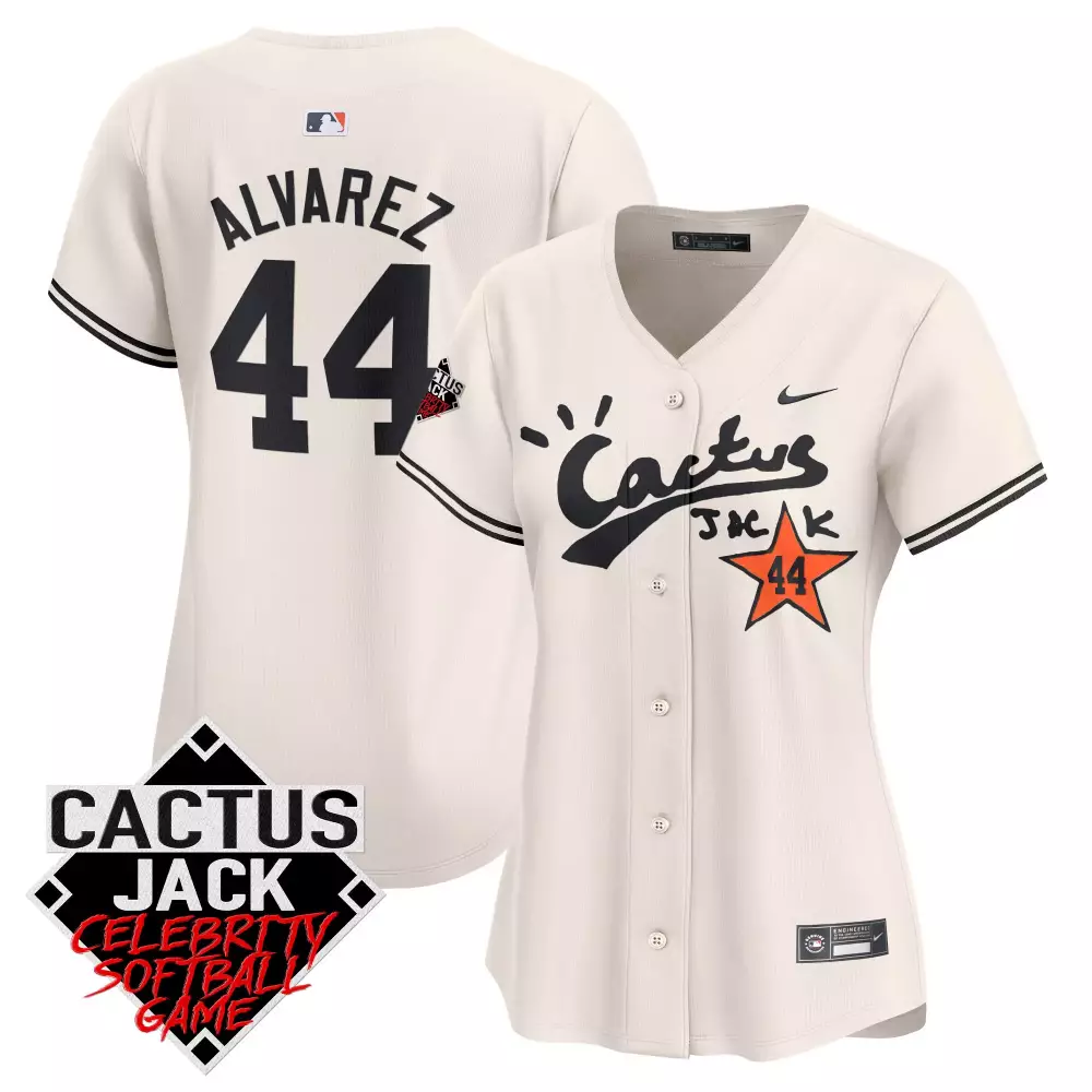 alvarez 44 cactus jack celebrity softball game stitched jersey cream men s style 2023