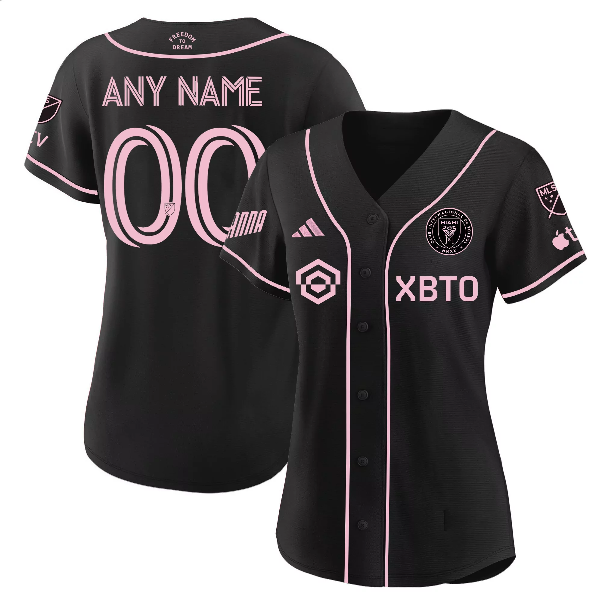 any name 00 inter miami women s aqua stitched baseball jersey name patch 2023