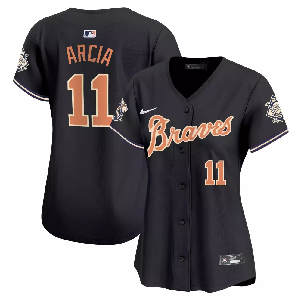 arcia 11 atlanta braves white stitched jersey with name patch men s 2024 50th anniversary