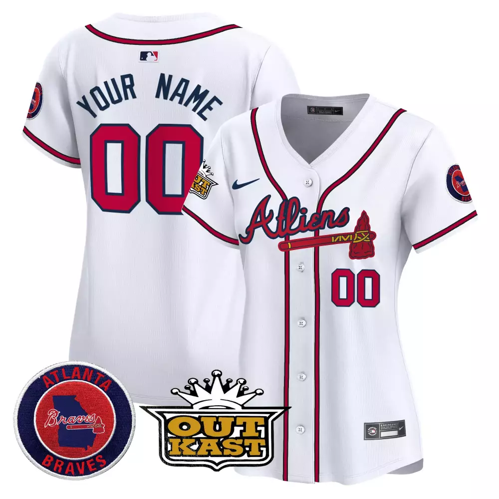 atlanta braves white stitched women s custom jersey name patch 2023