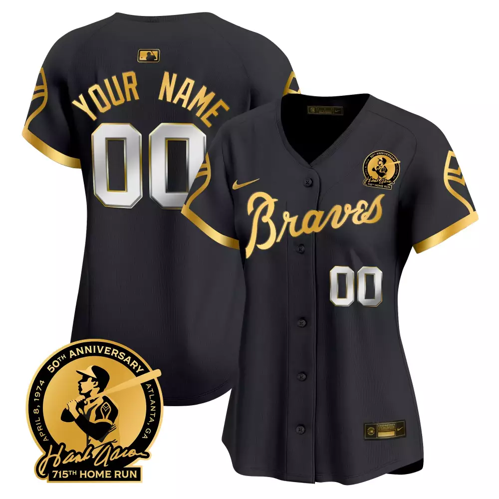 atlanta braves women s black stitched jersey name patch jackie robinson 42 2024