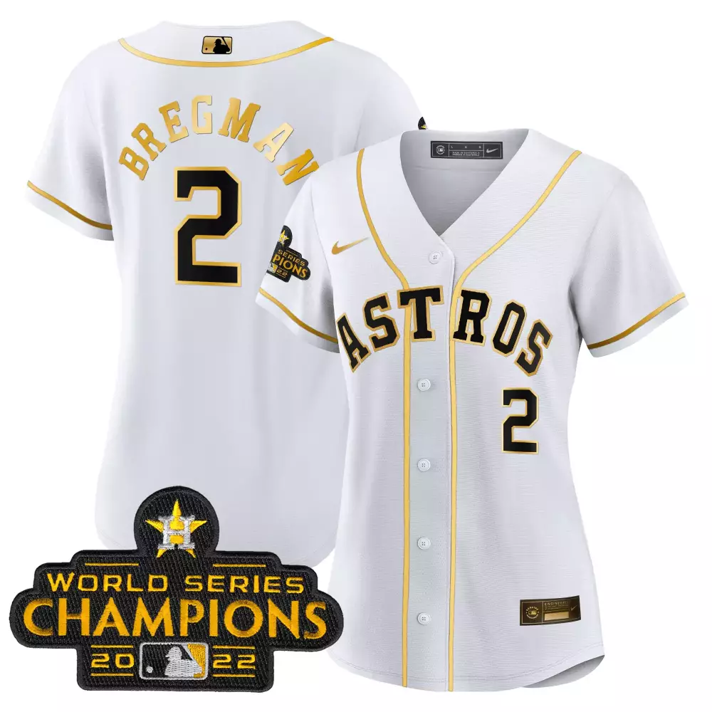 Bergman 2 Women's White Stitched Astros 2022 World Series Champions Jersey | Name Patch | For Men, Women & Youth