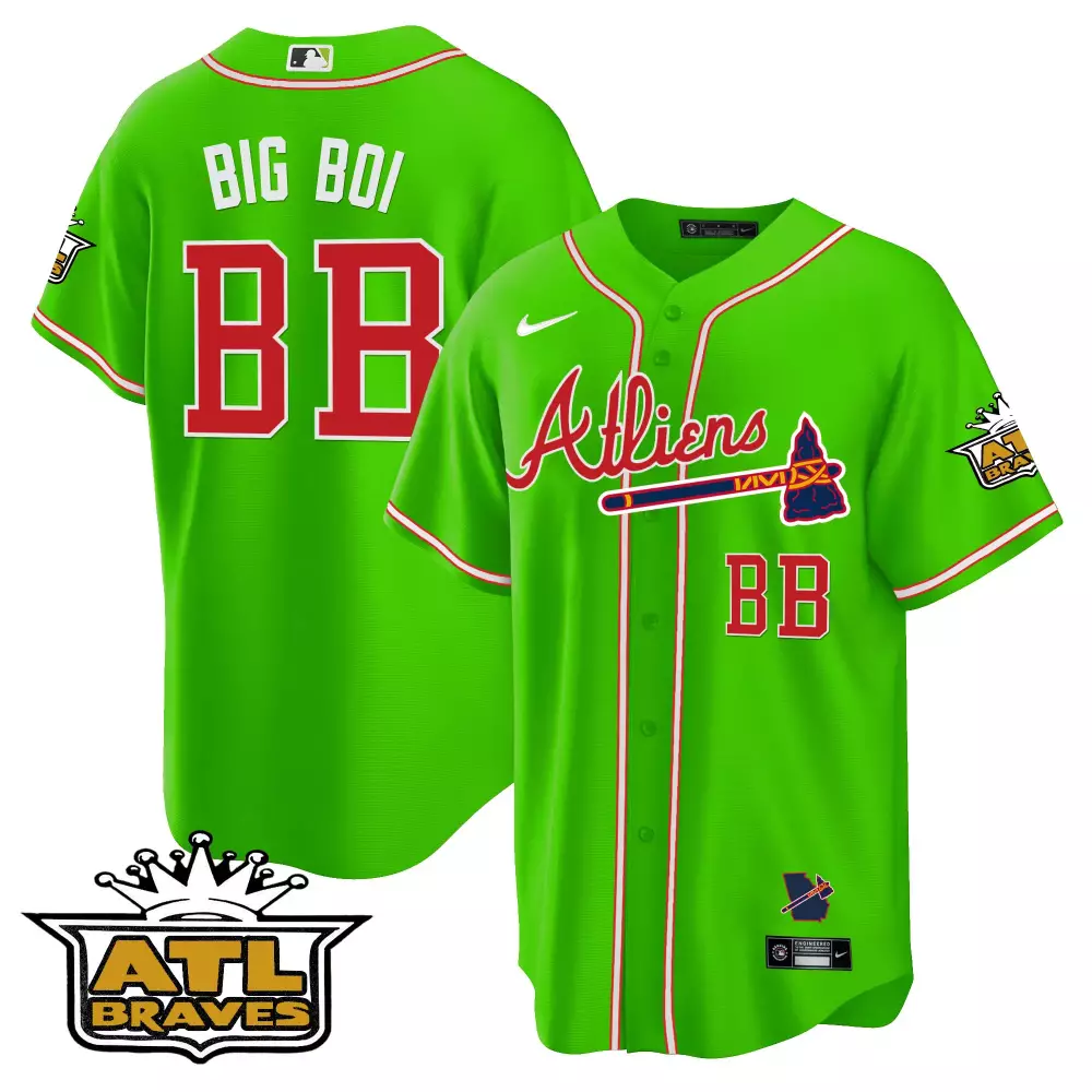big boi bb atlanta braves black stitched jersey with name patch men s style 2023