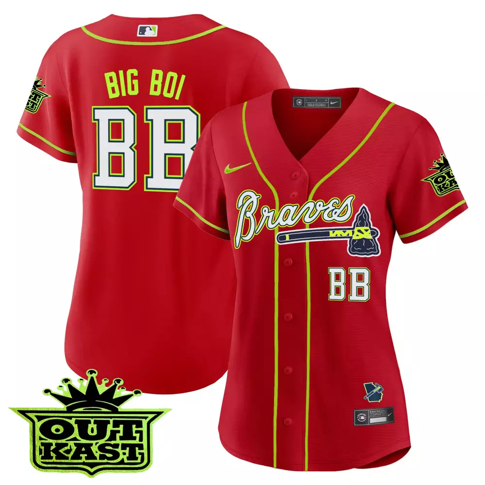 Big Boi BB Atlanta Braves Red Outkast Vapor Jersey | All Stitched Design | Limited Edition Fan Gear | For Men, Women & Youth