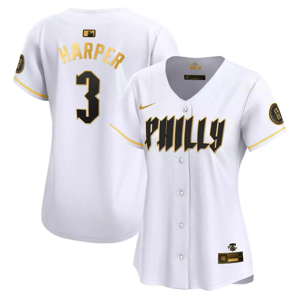 bryce harper 3 philadelphia phillies white stitched jersey name patch men s 2023 red october