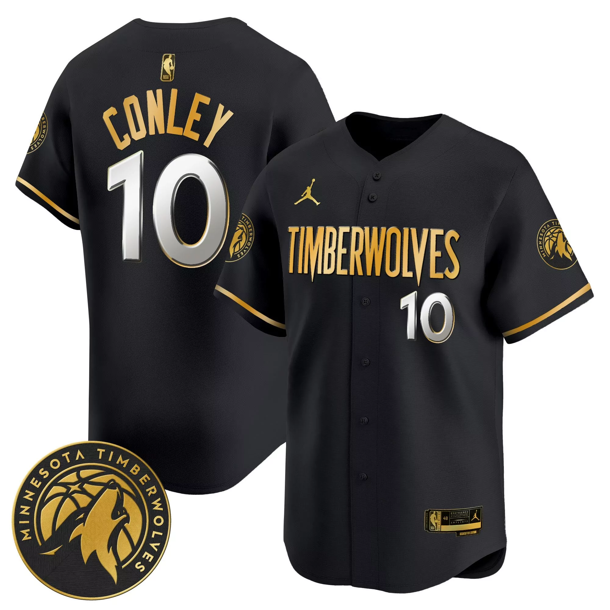 conley 10 minnesota timberwolves black all stitched jersey name patch 35th season male