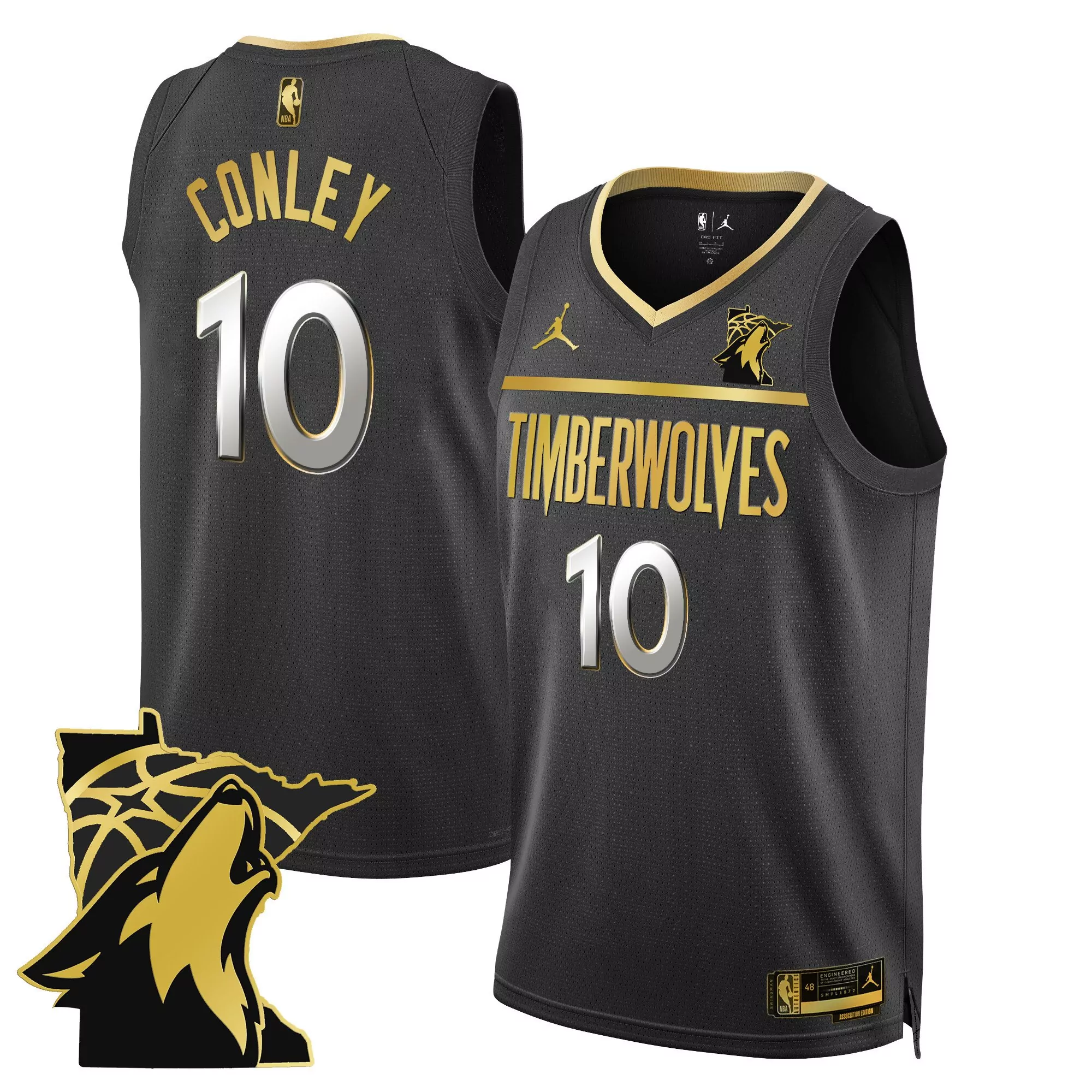 conley 10 minnesota timberwolves black all stitched jersey name patch 35th season male