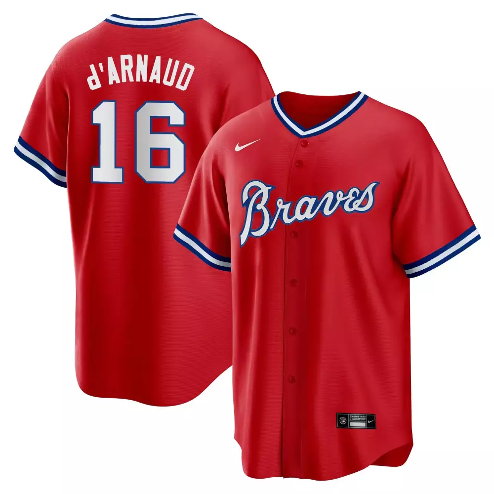 d arnaud 16 atlanta braves red stitched jersey men s style name patch 2023